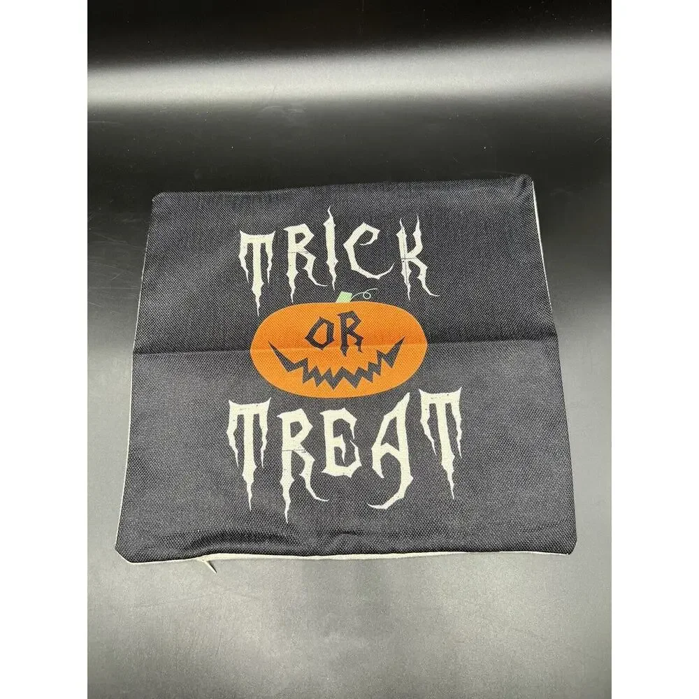 Halloween Pillow Case Covers 12x12 Set of 4 Decorative Jack O'Lantern Witch